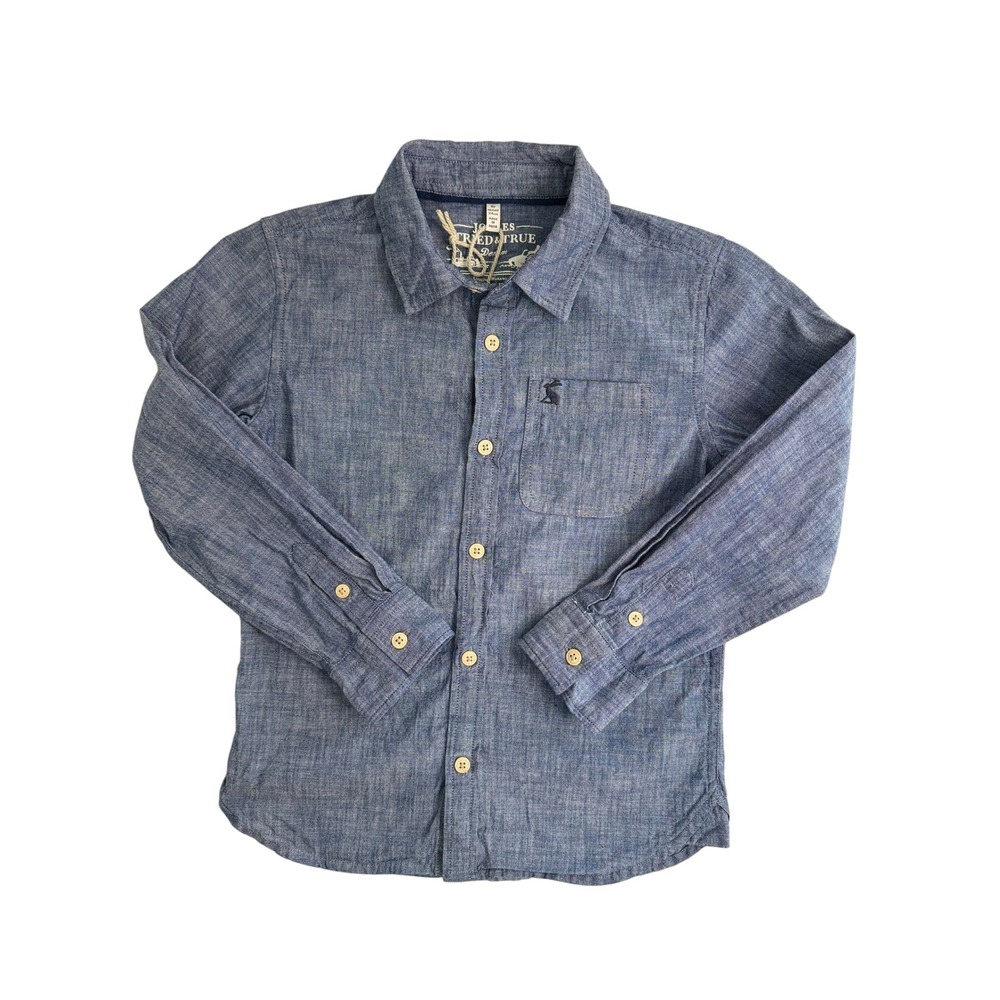 Joules Tried&True Chambray Shirt Kids Button Up Long Sleeve‎ Blue Size 6Y